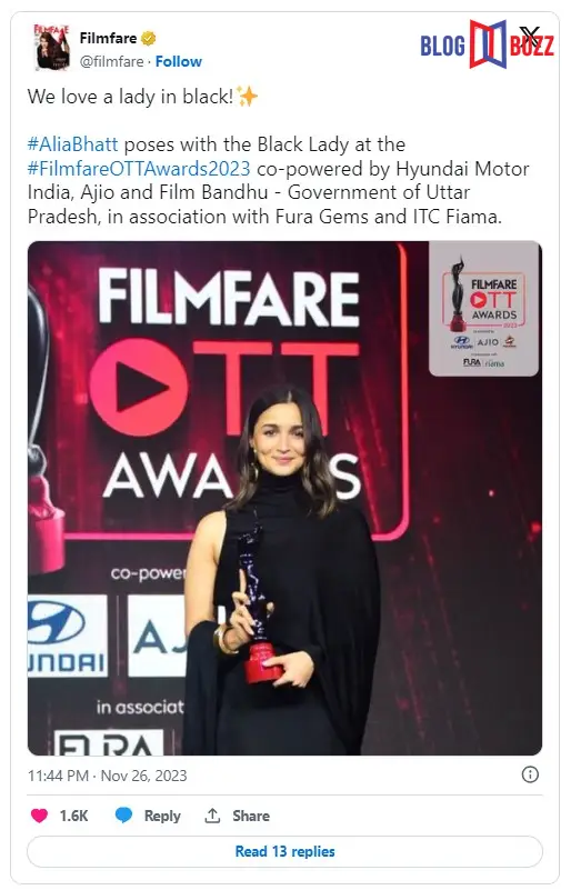 Streaming Triumphs: Alia Bhatt and Manoj Bajpayee Shine at Filmfare OTT Awards 2023, Jubilee Dominates the Winners' Circle.